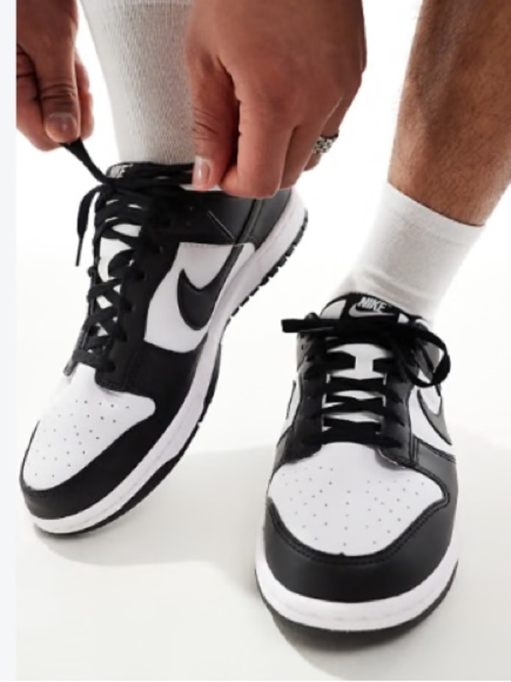 NIKE Mens Dunk Low Panda Black White Fashion Leather Sneakers | 9